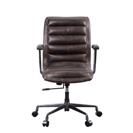 Acme - Zooey Office Chair 92558 Distress Chocolate Top Grain Leather