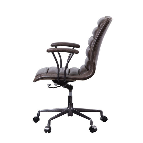 Acme - Zooey Office Chair 92558 Distress Chocolate Top Grain Leather