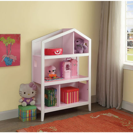 Acme - Doll Cottage Bookcase 92560 White & Pink Finish