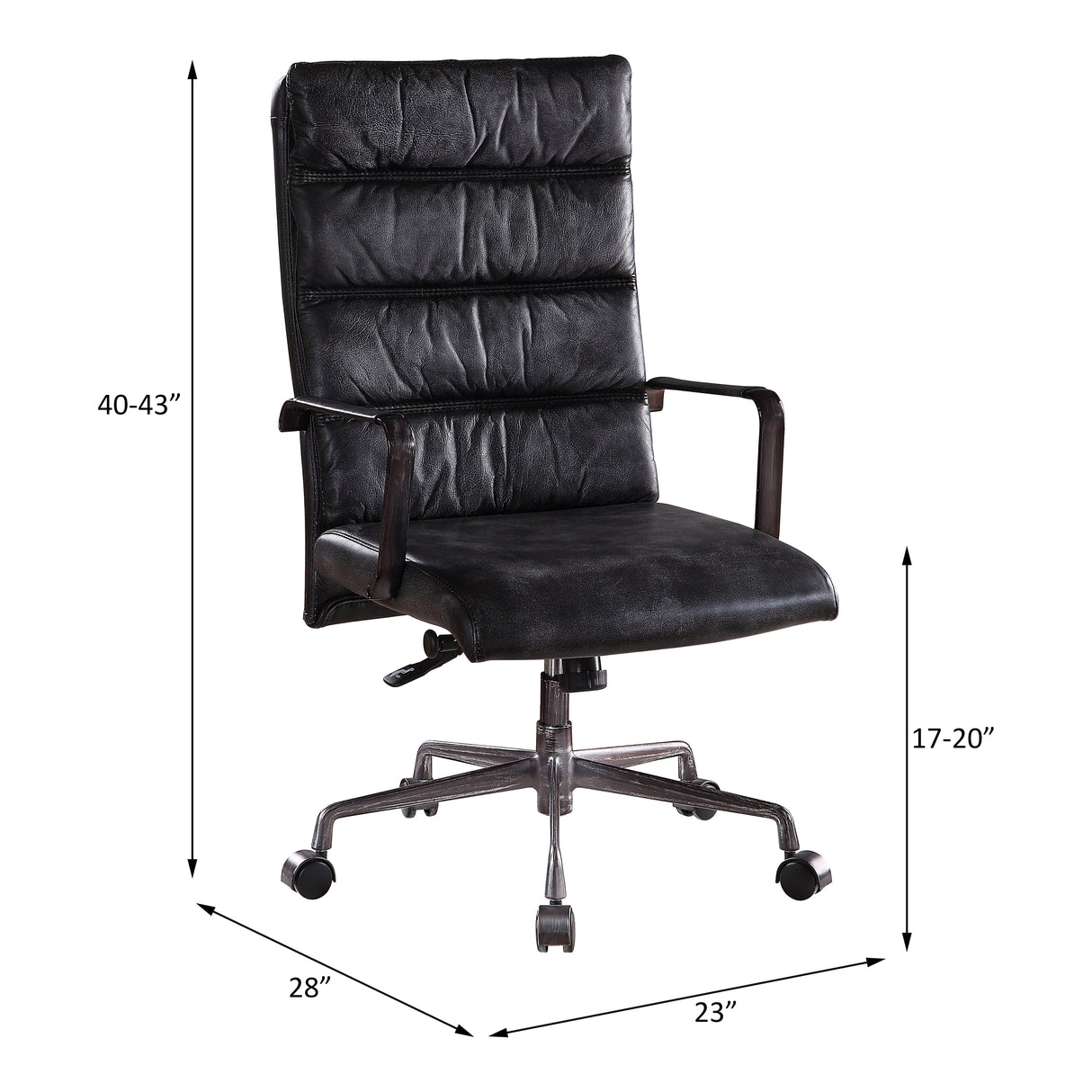 Acme - Jairo Office Chair 92565 Vintage Black Top Grain Leather