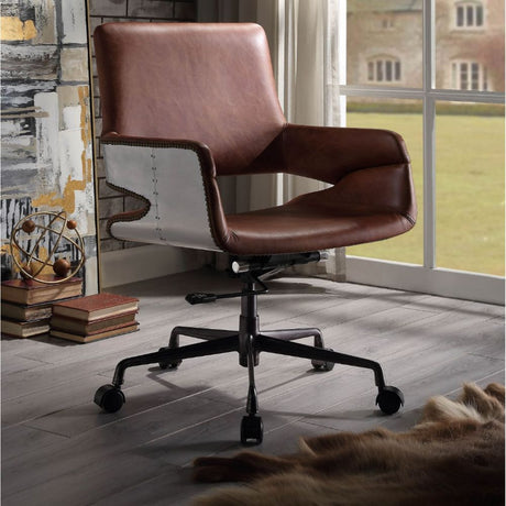 Acme - Kamau Office Chair 92567 Vintage Cocoa Top Grain Leather