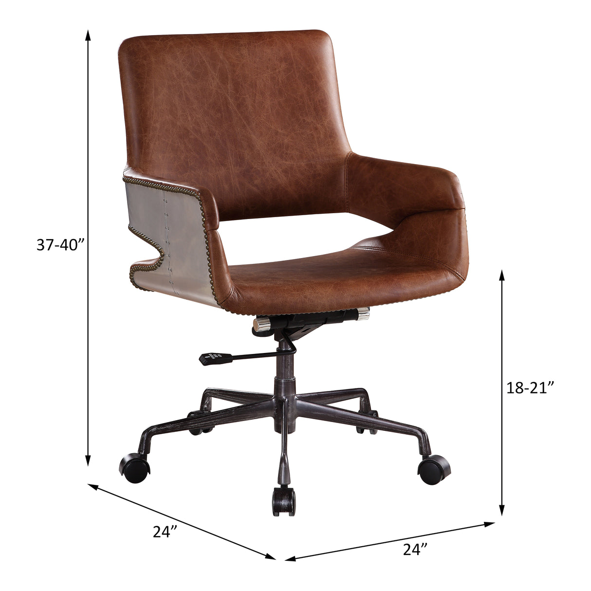 Acme - Kamau Office Chair 92567 Vintage Cocoa Top Grain Leather