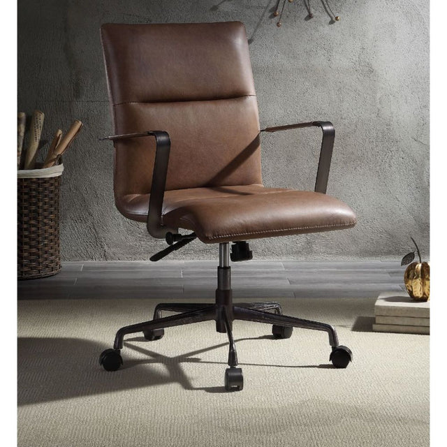 Acme - Indra Office Chair 92568 Vintage Chocolate Top Grain Leather