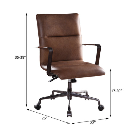 Acme - Indra Office Chair 92568 Vintage Chocolate Top Grain Leather