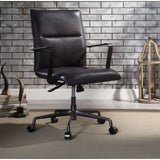 Acme - Indra Office Chair 92569 Onyx Black Top Grain Leather