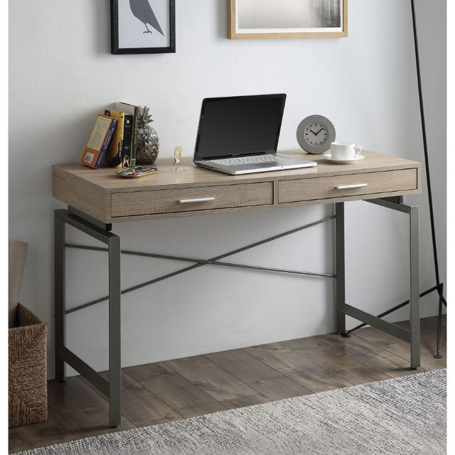 Acme - Yaseen Writing Desk 92575 Natural & Nickel Finish