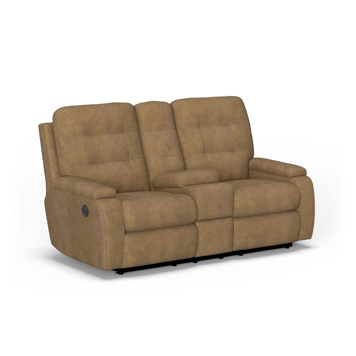 Kerrie Transitional Fabric Power Reclining Loveseat With Console | Flexsteel