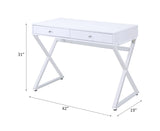 Acme - Coleen Writing Desk(Same Ac00895) 92610 White & Chrome Finish