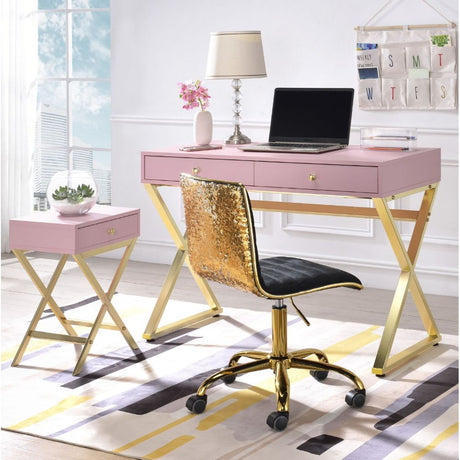 Acme - Coleen Writing Desk(Same Ac00896) 92612 Pink & Gold Finish