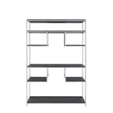 Acme - Vonara Bookshelf 92657 Rustic Gray Oak & Chrome Finish