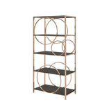 Acme - Hudice Bookshelf 92659 Black Oak & Champagne Finish