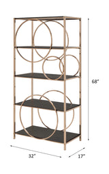 Acme - Hudice Bookshelf 92659 Black Oak & Champagne Finish