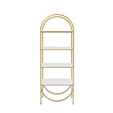 Acme - Lightmane Bookshelf 92662 White High Gloss & Gold Finish