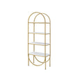Acme - Lightmane Bookshelf 92662 White High Gloss & Gold Finish