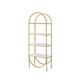 Acme - Lightmane Bookshelf 92662 White High Gloss & Gold Finish