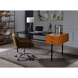 Acme - Oaken Executive Writing Desk 92675 Honey Oak & Black Finish