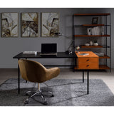 Acme - Oaken Executive Writing Desk 92675 Honey Oak & Black Finish