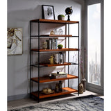 Acme - Oaken Bookshelf 92677 Honey Oak & Black Finish