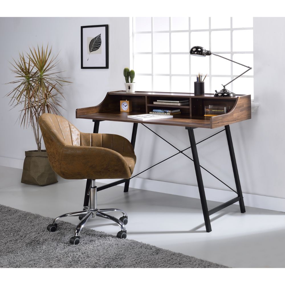 Acme - Sange Writing Desk W/USB 92680 Walnut & Black Finish