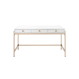 Acme - Ottey Executive Writing Desk 92695 White High Gloss & Gold Finish