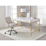 Acme - Ottey Executive Writing Desk 92695 White High Gloss & Gold Finish