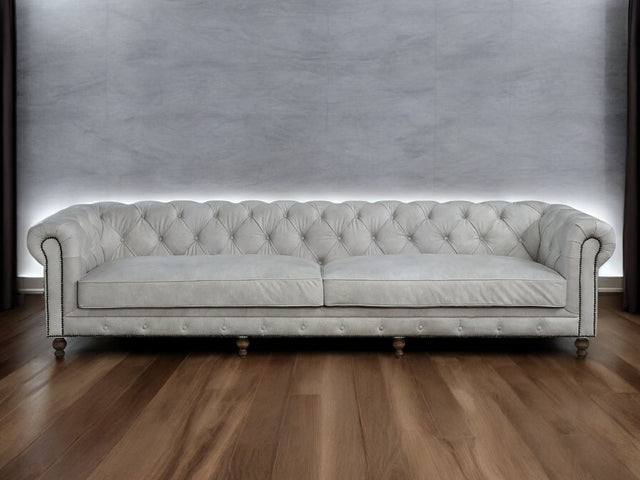 Ofer Vintage White Top Grain Leather Sofa