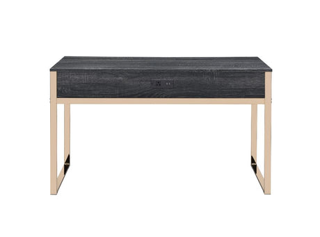 Acme - Perle Writing Desk W/USB(Same Ac00897) 92715 Champagne Gold & Black Finish