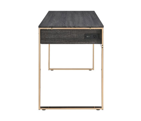 Acme - Perle Writing Desk W/USB(Same Ac00897) 92715 Champagne Gold & Black Finish