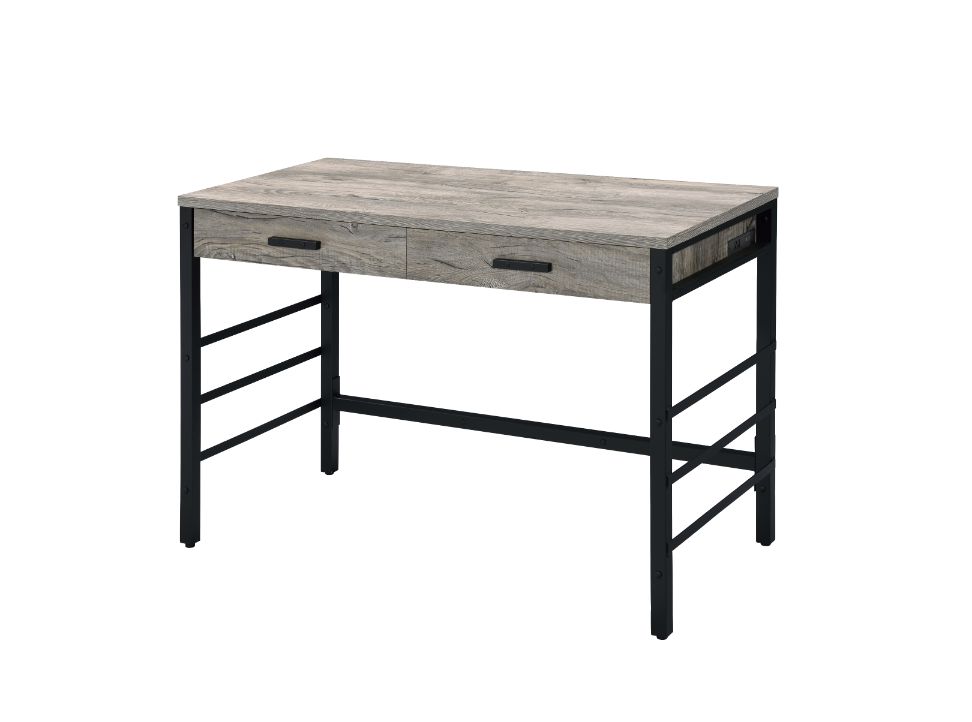 Disho Writing Desk W/USB 92720 Light Weathered Oak & Black Finish | Acme - 92720 - Home Elegance USA - 1