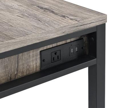 Disho Writing Desk W/USB 92720 Light Weathered Oak & Black Finish | Acme - 92720 - Home Elegance USA - 3