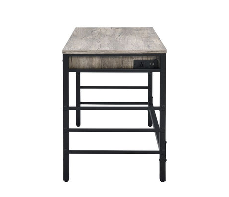 Disho Writing Desk W/USB 92720 Light Weathered Oak & Black Finish | Acme - 92720 - Home Elegance USA - 5