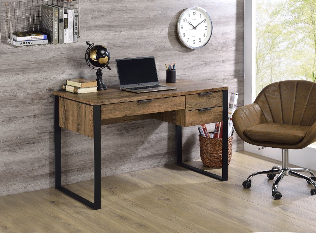 Aflo Writing Desk 92725 Weathered Oak & Black Finish | Acme - 92725 - Home Elegance USA - 6