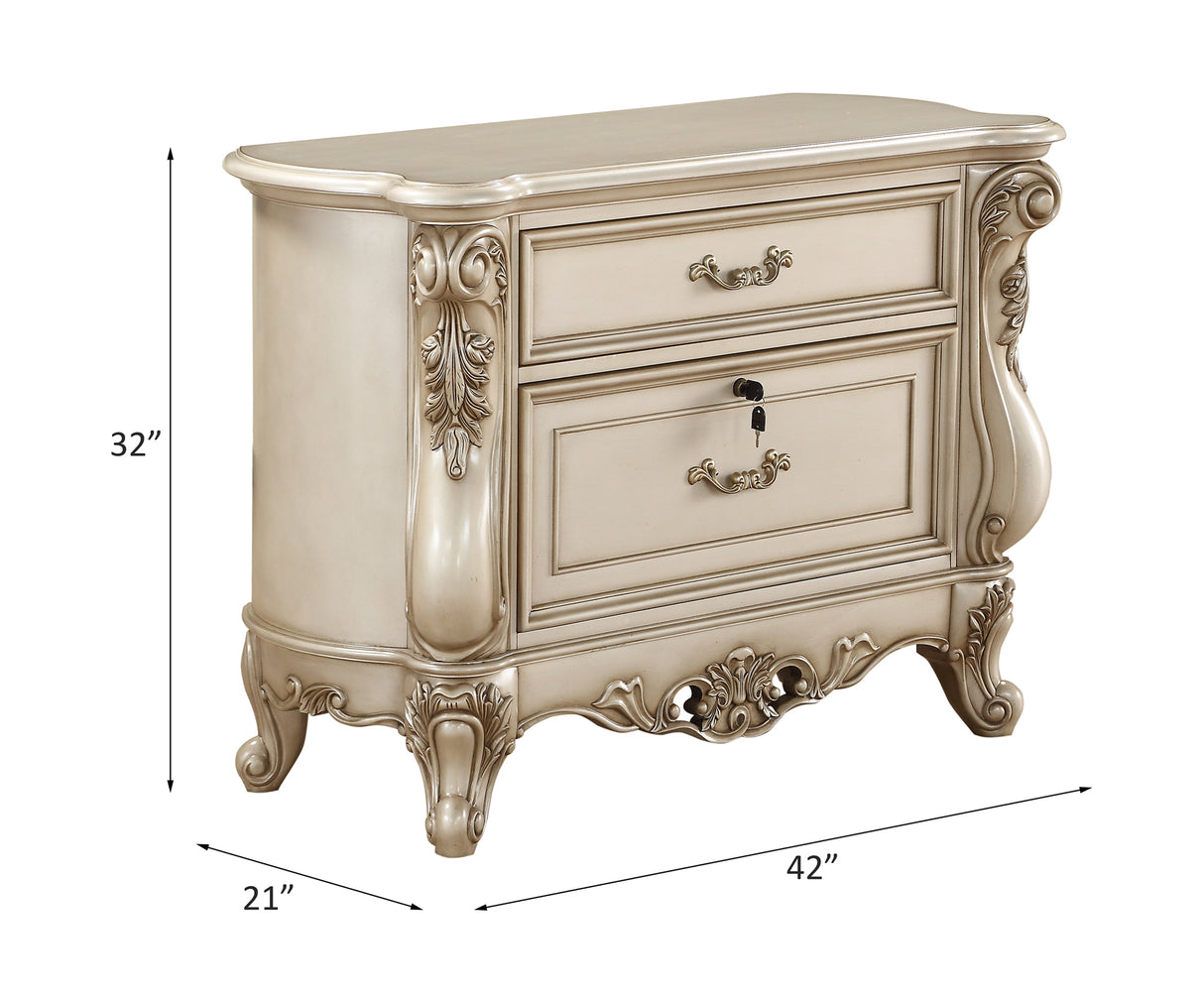 Acme - Gorsedd File Cabinet 92743 Golden Ivory Finish