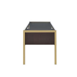 Acme - Yumia Writing Desk 92785 Clear Glass Top & Gold Finish