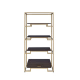 Acme - Yumia Bookshelf 92787 Clear Glass & Gold Finish