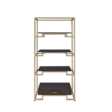 Acme - Yumia Bookshelf 92787 Clear Glass & Gold Finish