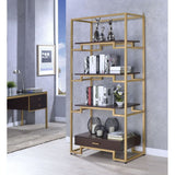 Acme - Yumia Bookshelf 92787 Clear Glass & Gold Finish