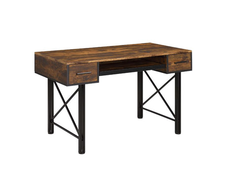 Acme - Settea Computer Desk 92795 Weathered Oak & Black Finish