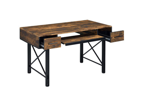 Acme - Settea Computer Desk 92795 Weathered Oak & Black Finish