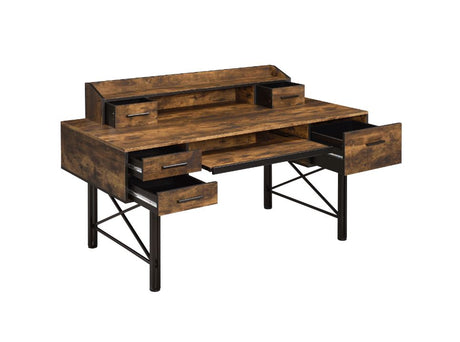 Acme - Safea Computer Desk 92800 Weathered Oak & Black Finish