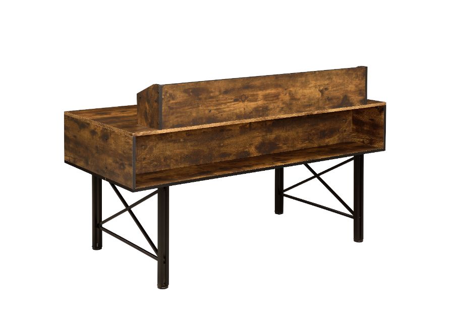 Acme - Safea Computer Desk 92800 Weathered Oak & Black Finish