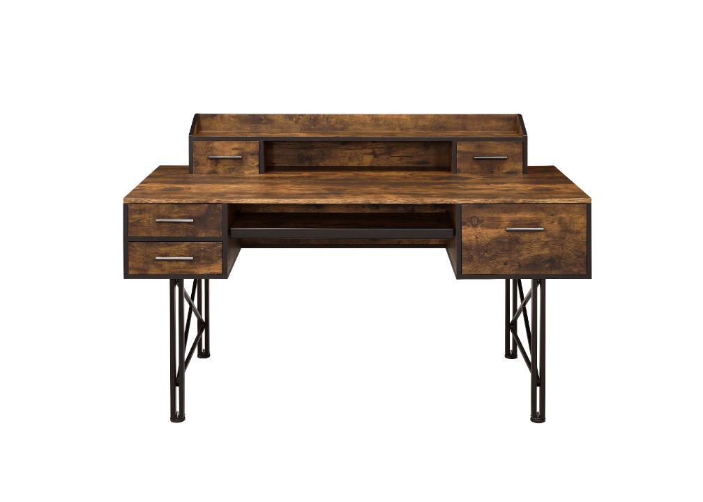 Acme - Safea Computer Desk 92800 Weathered Oak & Black Finish