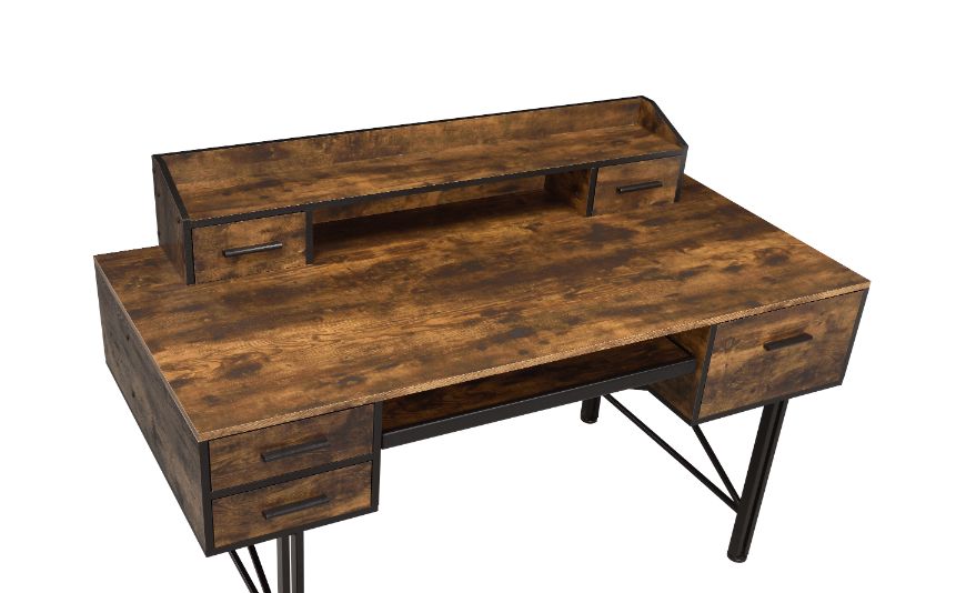 Acme - Safea Computer Desk 92800 Weathered Oak & Black Finish