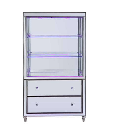 Acme - Dominic Bookcase 92850 Mirrored w/LED Finish