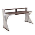 Brancaster Executive Writing Desk 92857 Retro Brown Top Grain Leather & Aluminum | Acme | Home Elegance USA