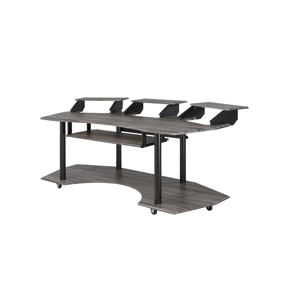 Acme - Eleazar 83" Music Studio Desk 92895 Black Oak Finish