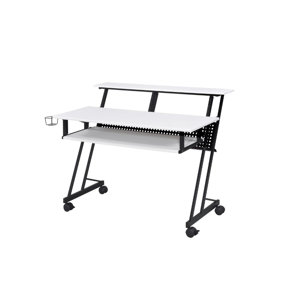 Acme - Suitor Music Recording Studio Desk 92902 White & Black Finish