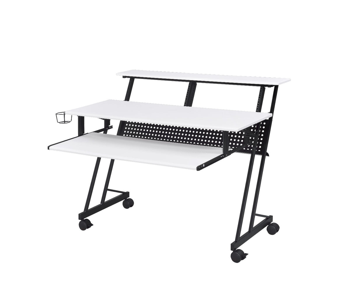 Acme - Suitor Music Recording Studio Desk 92902 White & Black Finish