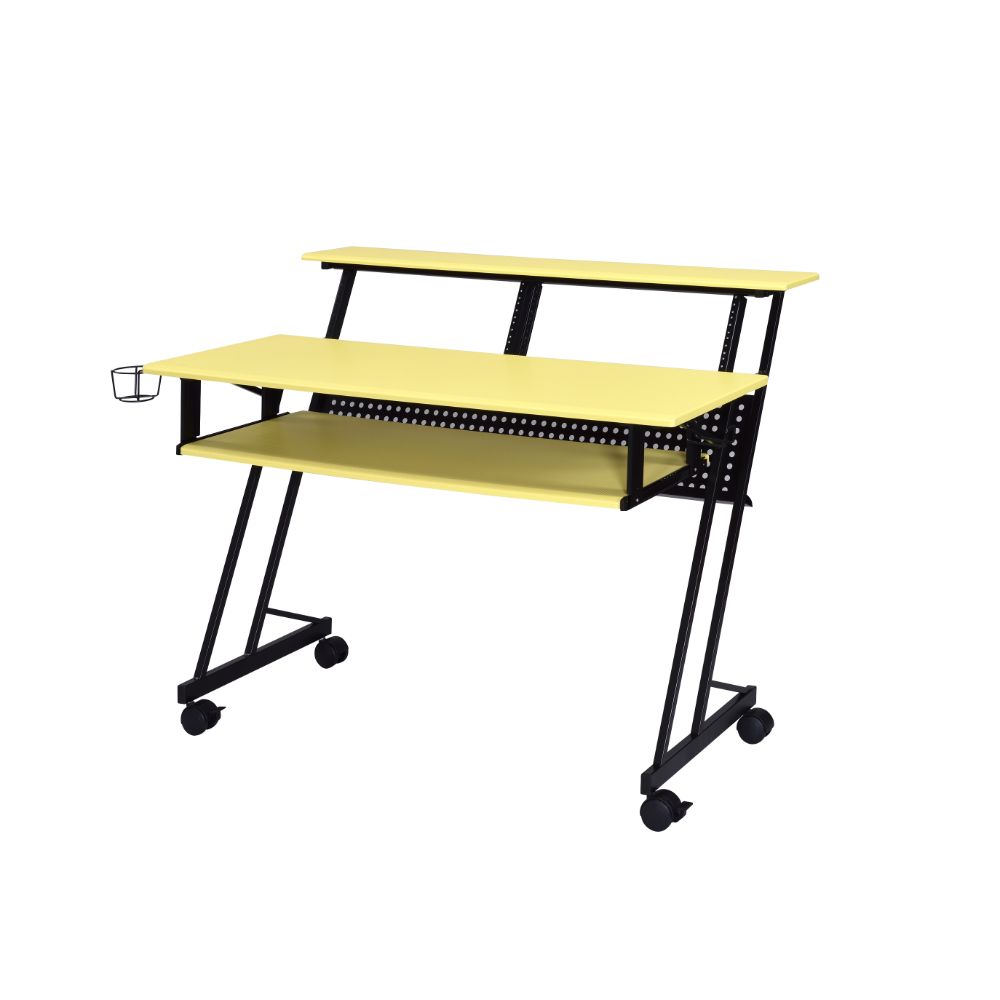 Acme - Suitor Music Recording Studio Desk 92904 Yellow & Black Finish