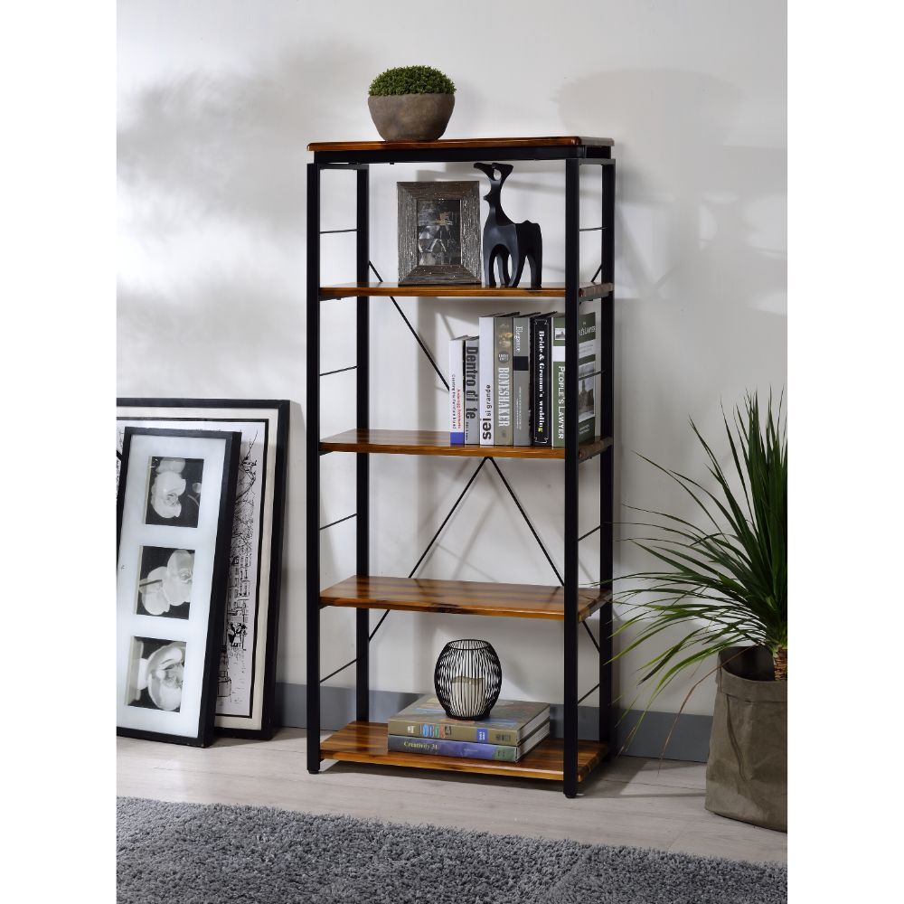 Acme - Jurgen Bookshelf 92912 Oak & Black Finish